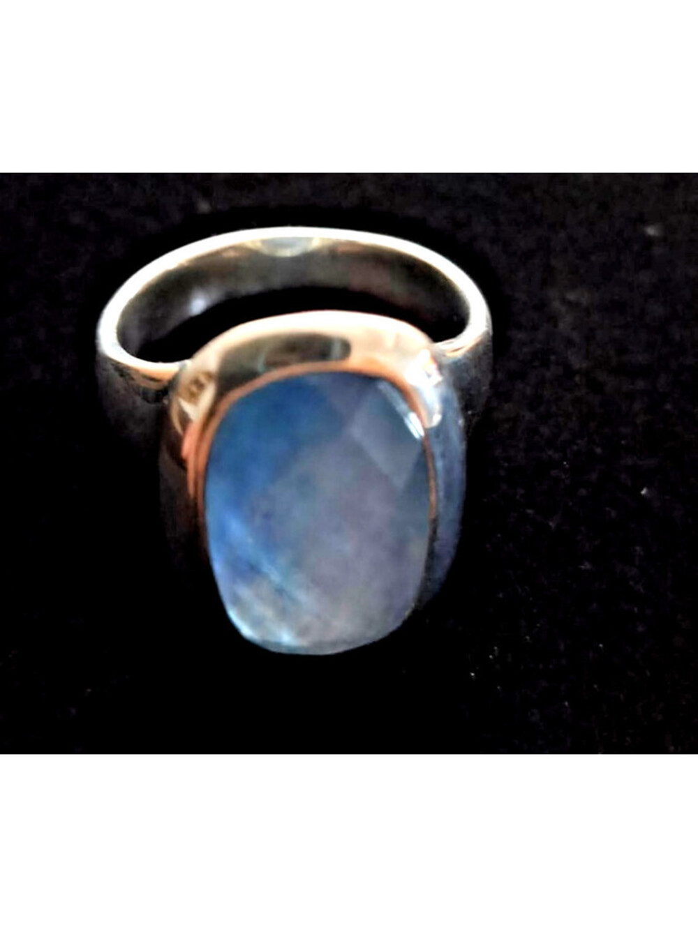 Joseph Esposito Sterling Silver Blue MOP Quartz Doublet Ring Size 8 VTG QVC